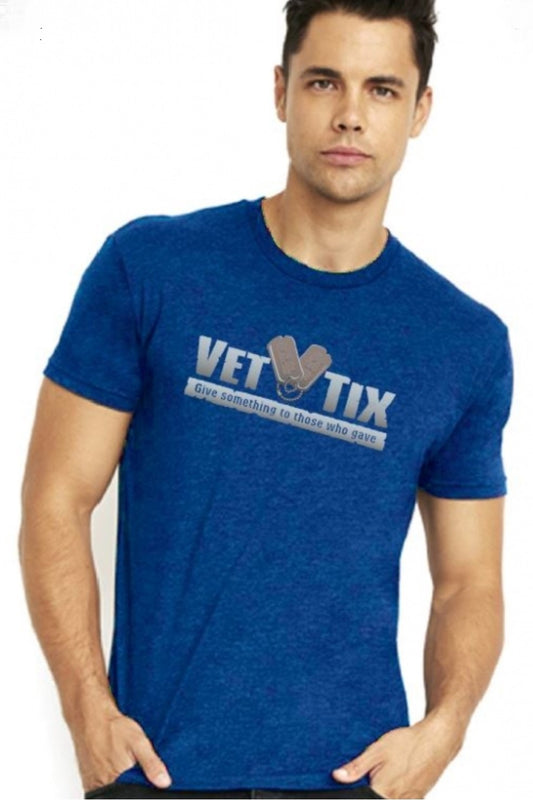 No Branch - Vet Tix Heathered Royal Blue Short Sleeve Shirt with blank back
