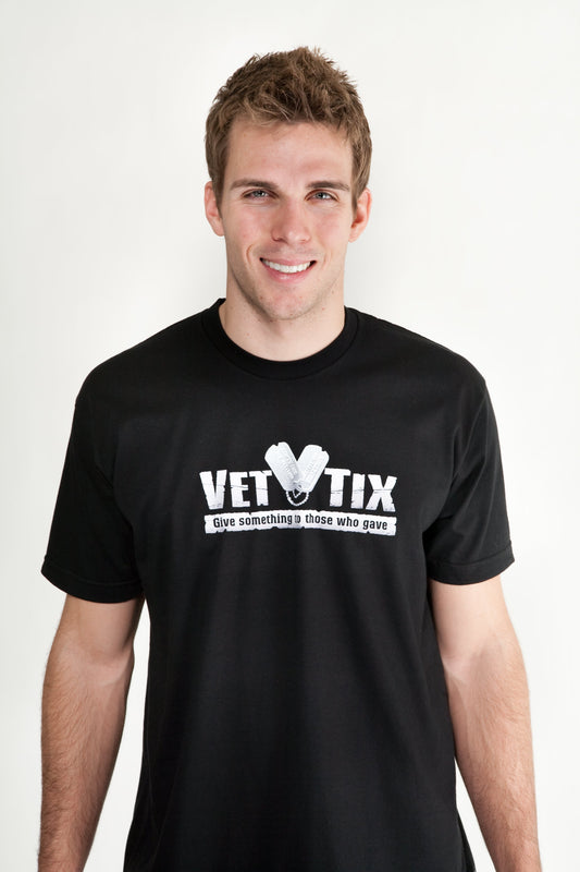 Got Tickets - Vet Tix (on front) Black Short Sleeve Shirt with Got Tickets (on back)