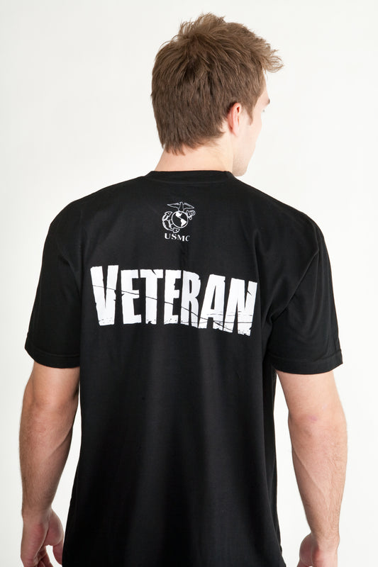 Marine Veteran (on back) Vet Tix Black Short Sleeve Shirt