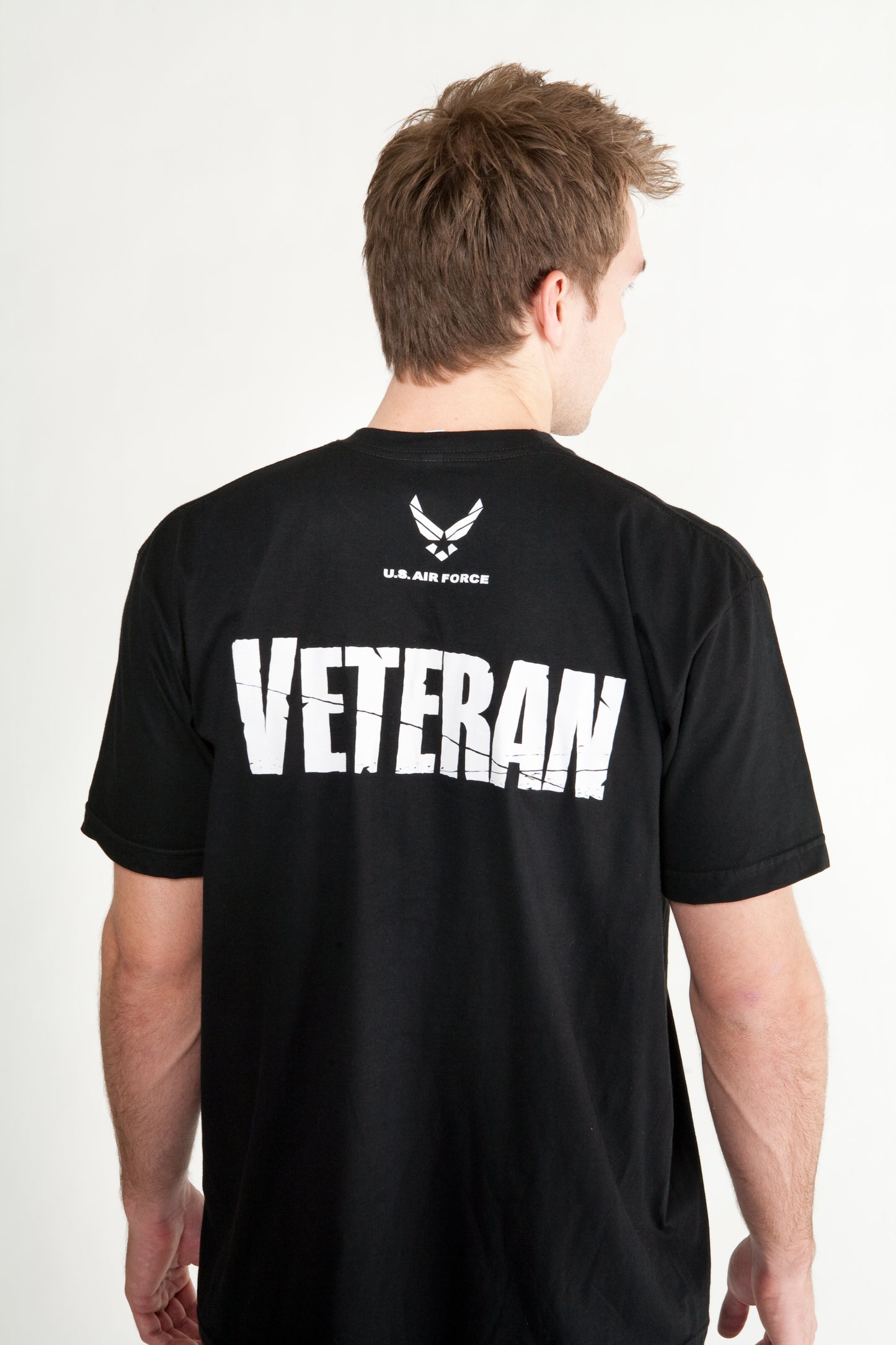 Air Force Veteran (on back) Vet Tix Black Short Sleeve Shirt