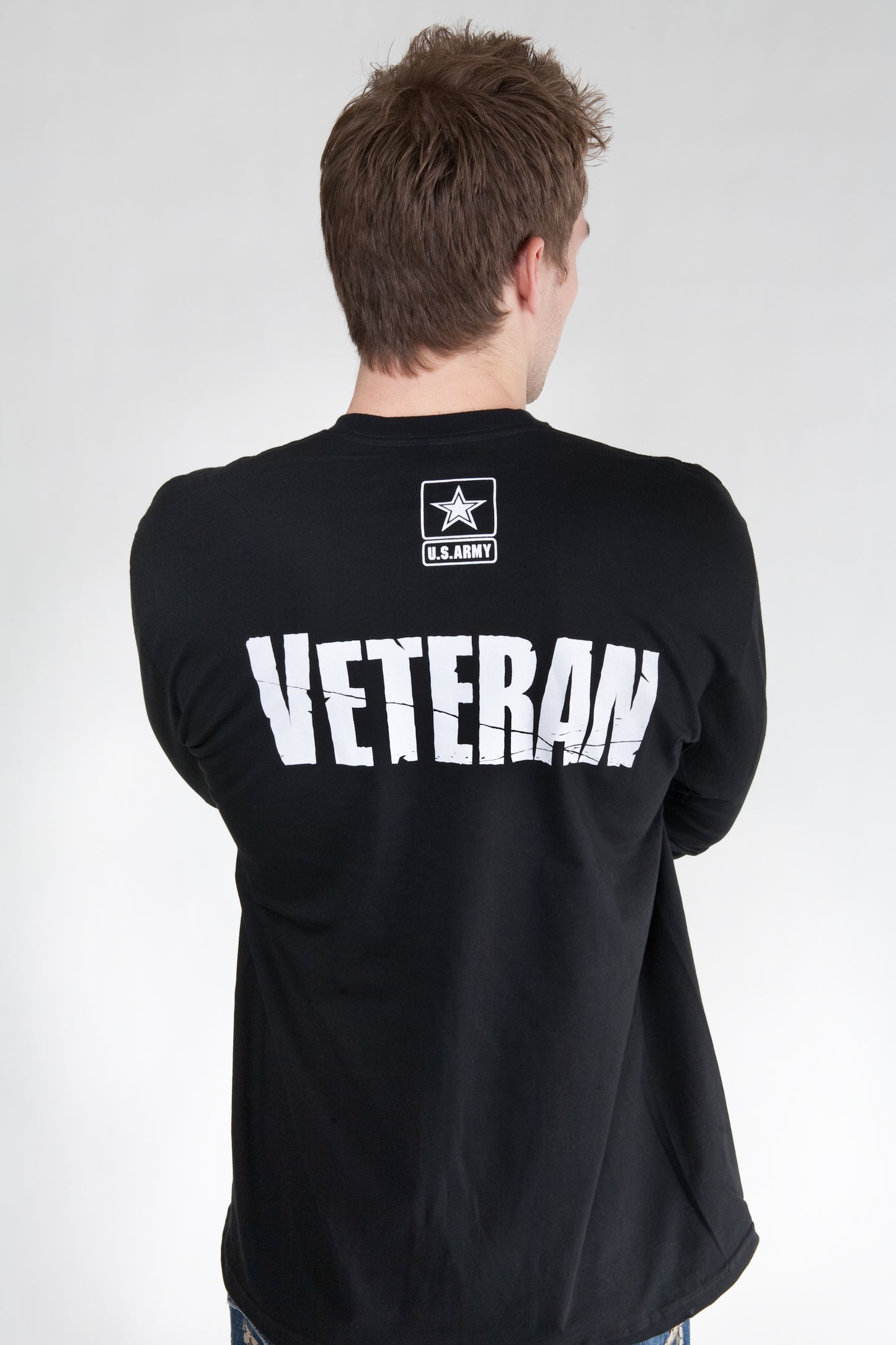 Army Veteran (on back) Vet Tix Black Long Sleeve Shirt