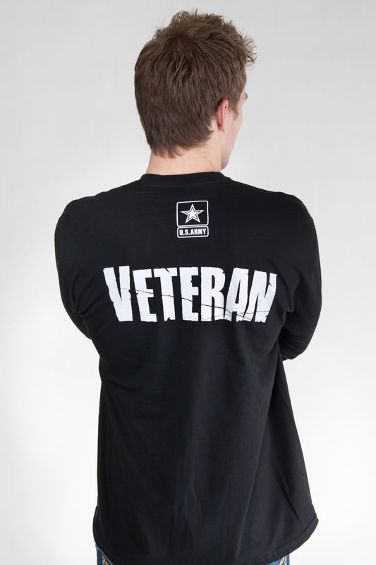 Army Veteran (on back) Vet Tix Black Long Sleeve Shirt