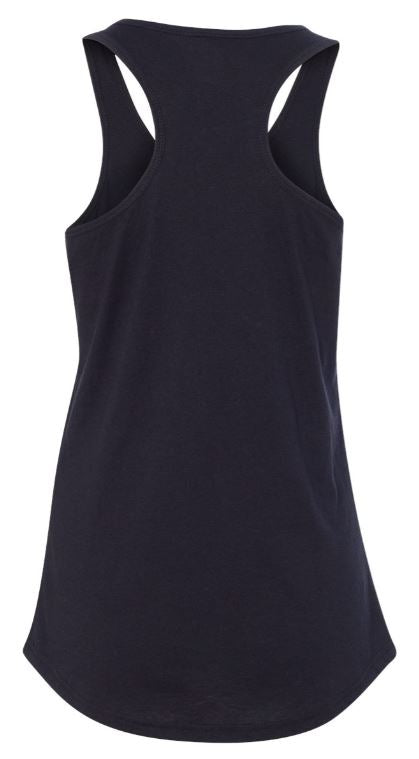 Women's BLACK Racerback Tank - Vet Tix FLAG Logo