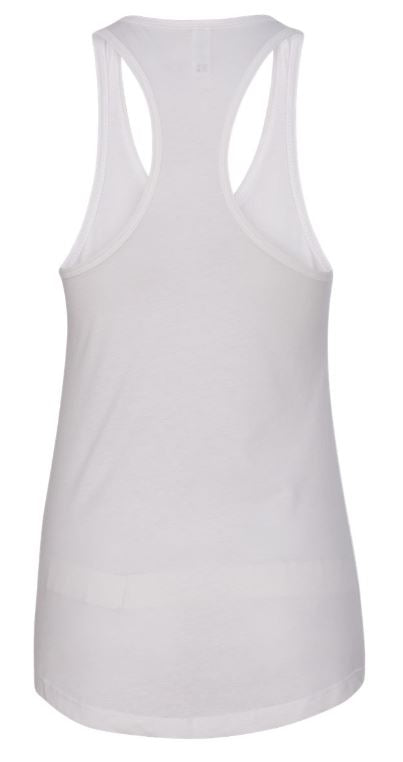 Women's WHITE Racerback Tank - Vet Tix FLAG Logo