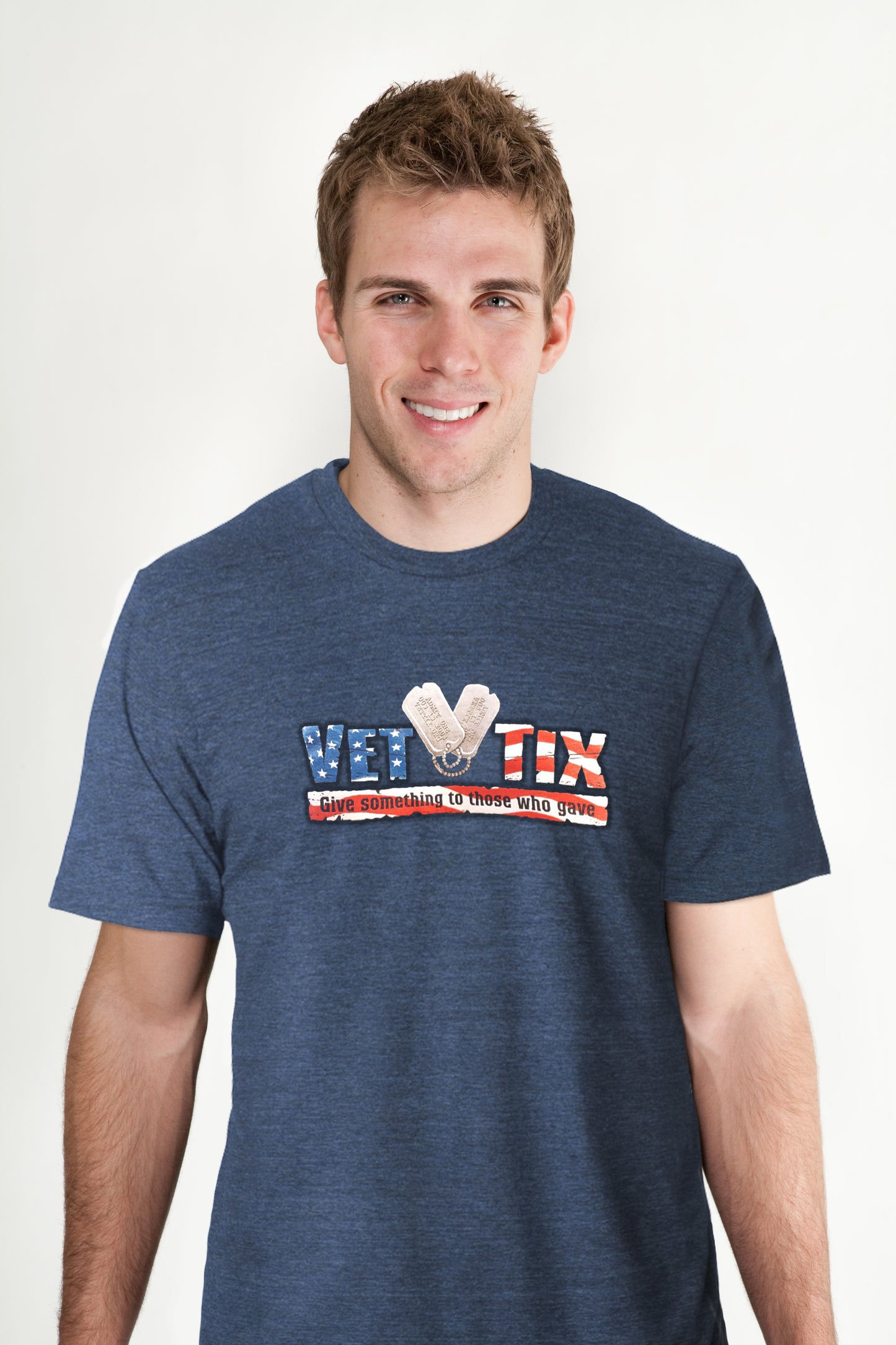 Vet Tix (Flag) Midnight Navy Blue Short Sleeve Shirt - No Branch