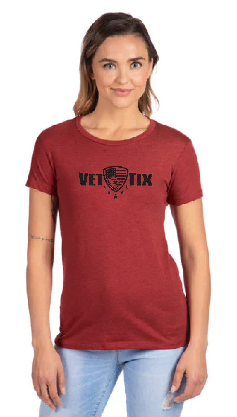 FREEDOM SHIELD - Women's - Vet Tix Short Sleeve T-Shirt - CARDINAL