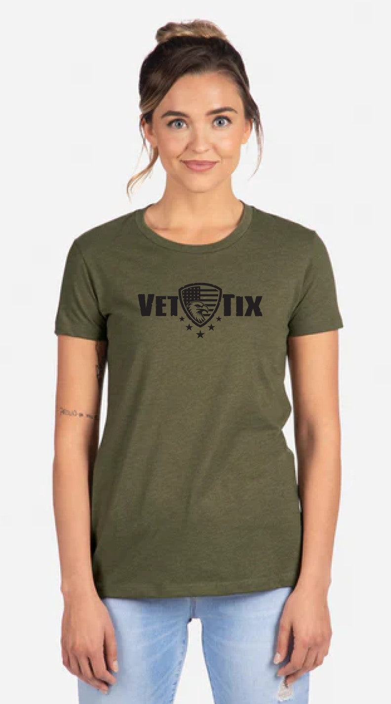 FREEDOM SHIELD - Women's - Vet Tix Short Sleeve T-Shirt - MILITARY GREEN