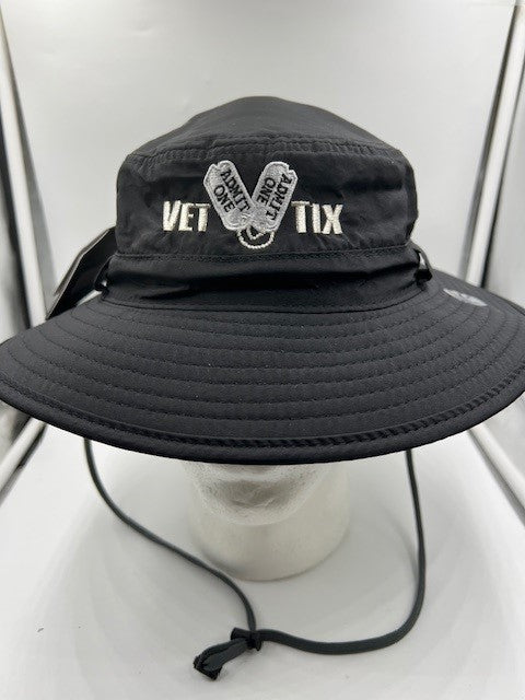 Vet Tix Boonie / Bucket Hat - BLACK with Embroidered Logo - One Size Fits Most