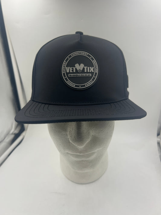 Vet Tix HYDRO CAP - Flat Bill - Rubber Coin Patch - No Branch - Black