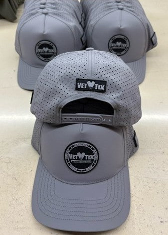 Vet Tix HYDRO CAP - Curved Bill - Rubber Coin Patch - No Branch - Gray
