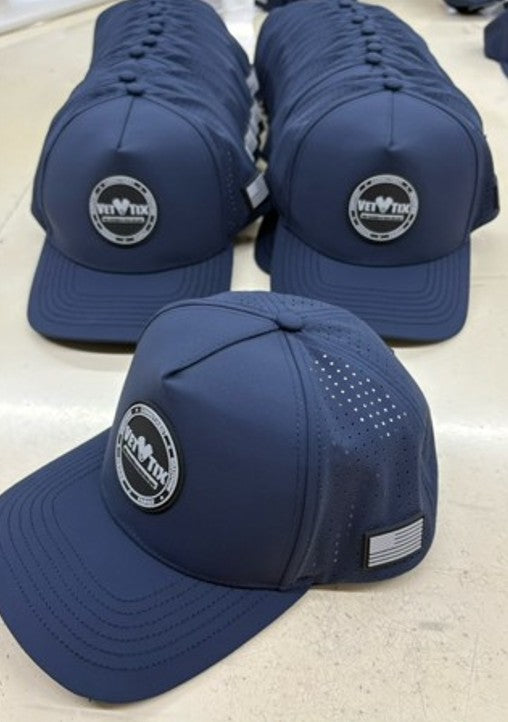 Vet Tix HYDRO CAP - Curved Bill - Rubber Coin Patch - No Branch - Navy Blue