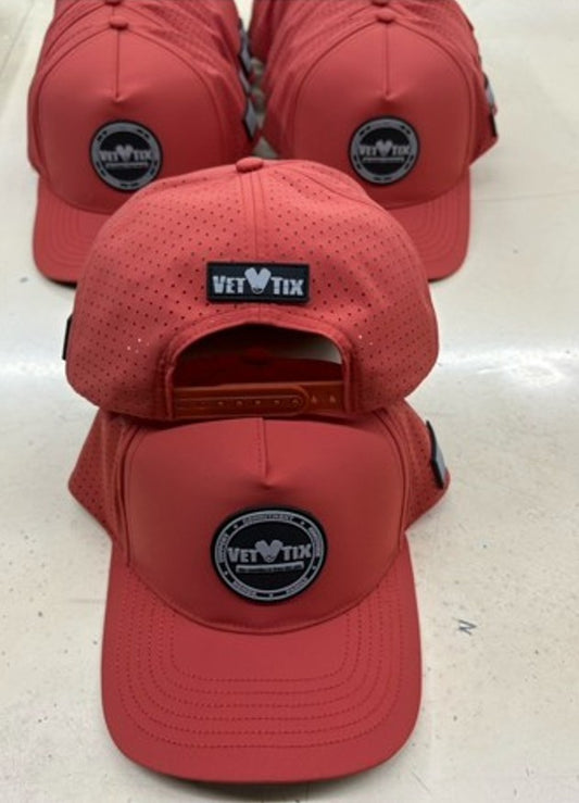 Vet Tix HYDRO CAP - Curved Bill - Rubber Coin Patch - No Branch - Red