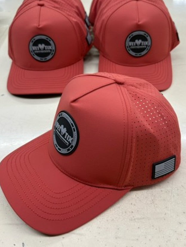 Vet Tix HYDRO CAP - Curved Bill - Rubber Coin Patch - No Branch - Red