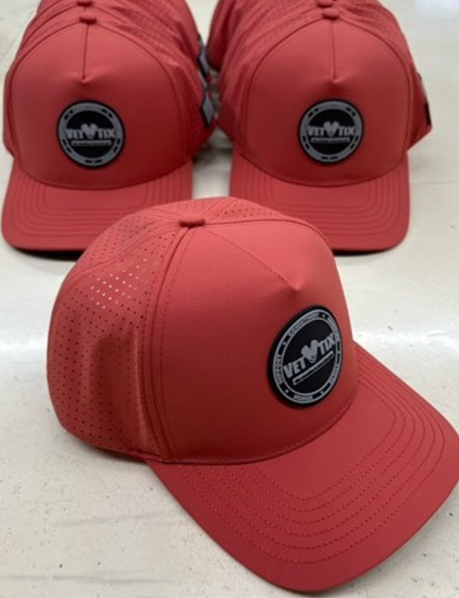 Vet Tix HYDRO CAP - Curved Bill - Rubber Coin Patch - No Branch - Red