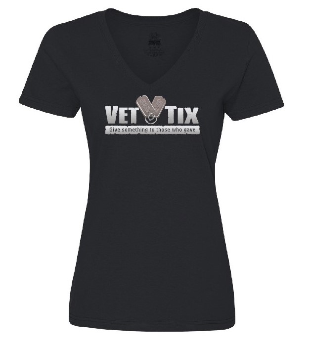 Vet Tix WOMEN'S Black VNeck Shirt 3 Color Logo NO BRANCH