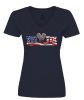 Vet Tix WOMEN'S Navy Blue V-Neck Shirt - FLAG Logo - NO BRANCH